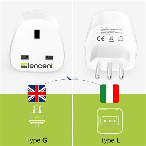 Lencent 2x Uk To Italy Plug Adapter Grounded Italian Travel Adapter For Ebay