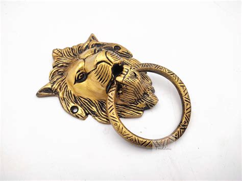 Brass Lionhead Lion Head Door Knocker Brass Door Knocker Holiday Gift