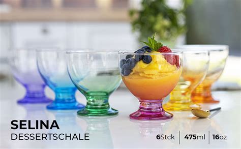 Trend For Home Eisbecher Glas Dessertschalen Glas Bunt 475 Ml Set Von 6 Dessertgläser Auf