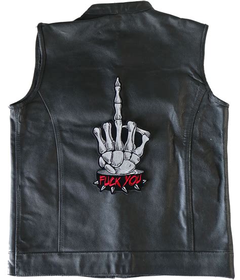 Fuck You Skeleton Middle Finger Patch Large Back Patches For Vests By Ivamis Patches