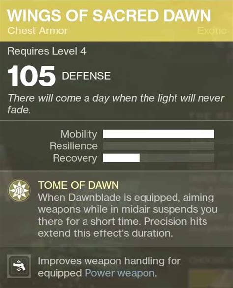 Destiny 2 Exotic Gear Wings Of Sacred Dawn Warlock Chest Armor
