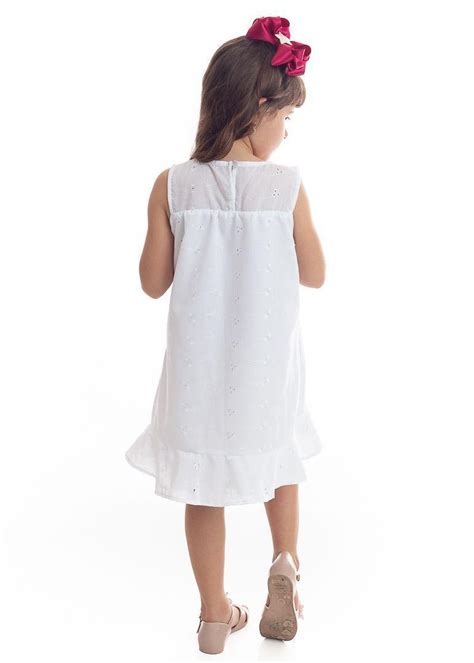 Vestido De Laise Infantil Menina Branco Marris Vestido Infantil