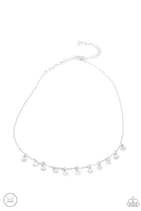 Paparazzi Ready Set Disco” Silver Choker Necklace And Earring Set