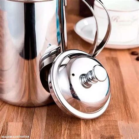 Bule De Aco Inox Tampa Para Cha E Cafe Ml Linha Lyon