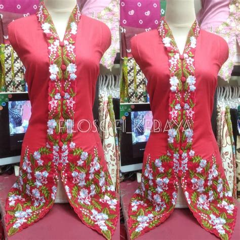 Jual Jumbo Atasan Kebaya Encim Katun Bordir Motif Bunga Bunga Baju