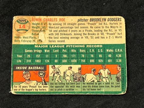 Lot 1954 Topps Preacher Roe