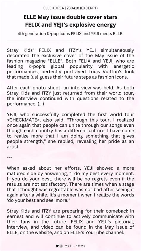 Yeji News On Twitter Feature Elle Korea Th Gen K Pop