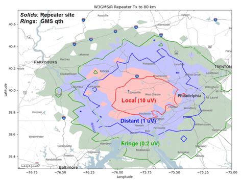 Repeater Coverage W3gms Repeater In Parkesburg Pa