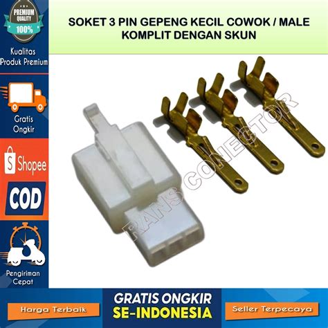 Jual Soket 3 Pin Male Kecil Original Soket Kabel Gepeng 3 Pin Kecil