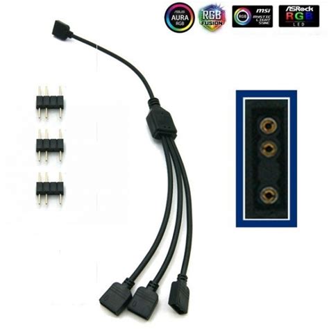 Cooler Master Addressable RGB 1 To 3 ARGB 3pin Splitter Cable 5 Port