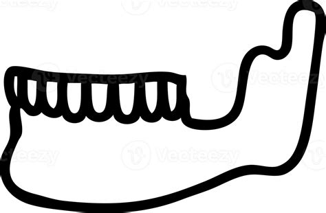 Tattoo In Black Line Style Of A Skeleton Jaw 45007026 Png