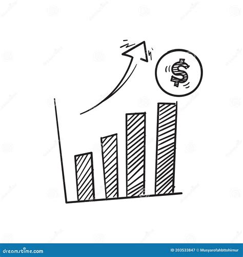 Hand Drawn Doodle Graph Symbol For Increase Money Growth Icon Progress