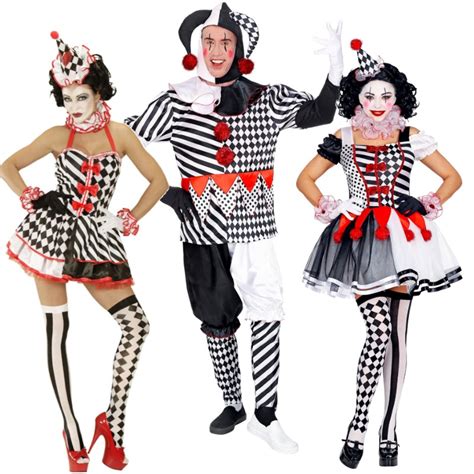 Harlekin Pierrot Clown Pantomime Kostüm Damen Herren Partnerkostüm