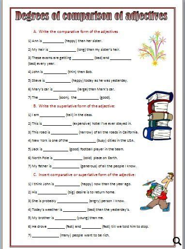 Degree Of Comparison Of Adjectives Worksheets