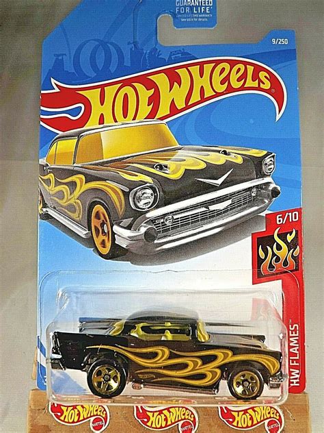 Hot Wheels Hw Flames Chevy Black Variant W Gold Spoke Wheels Contemporary