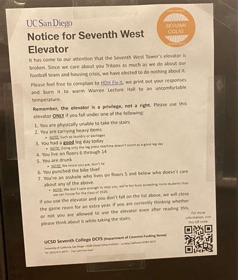 Message To Seventh West Tower Rucsd