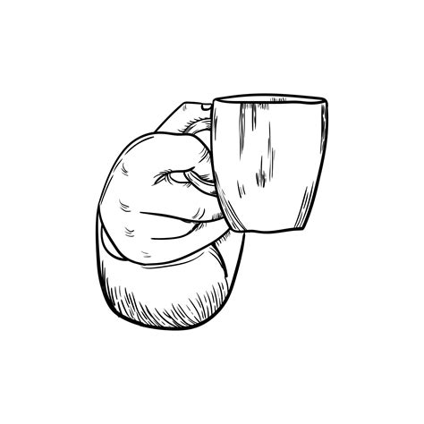 Premium Vector Hand Holding A Cup Of Coffee Icon Hand Drawn Line Art Of Hand Holding A Cup Of