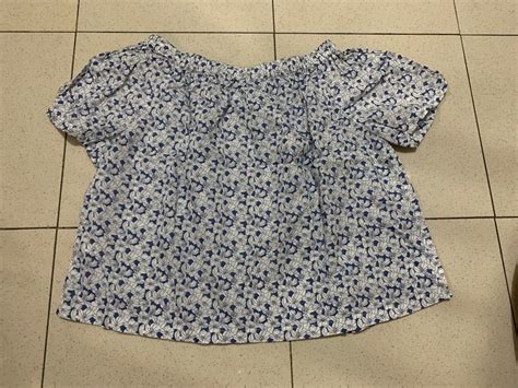 Blue And White Floral Off Shoulder Top Women S Fashion Tops Blouses