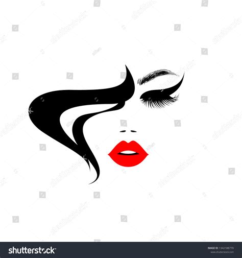 Beautiful Woman Face Red Lips Lush Stock Vector Royalty Free