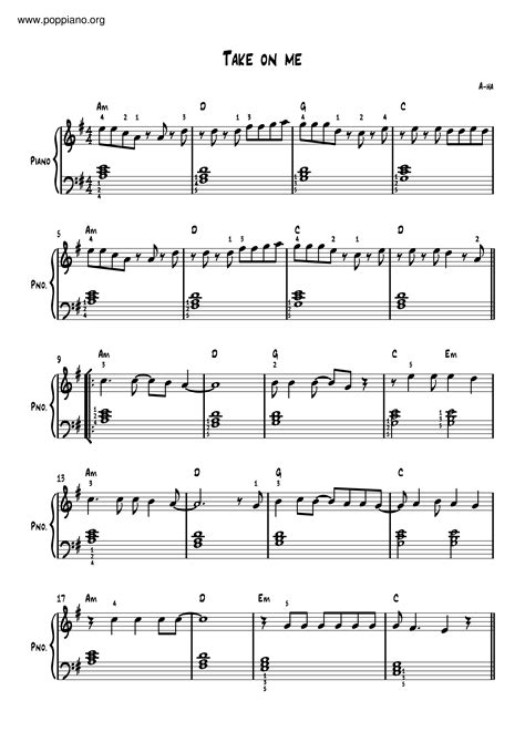 A Ha Take On Me Sheet Music Pdf Free Score Download ★