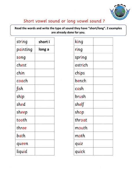 Short And Long Vowel Sounds Activity Live Worksheets Worksheets Library