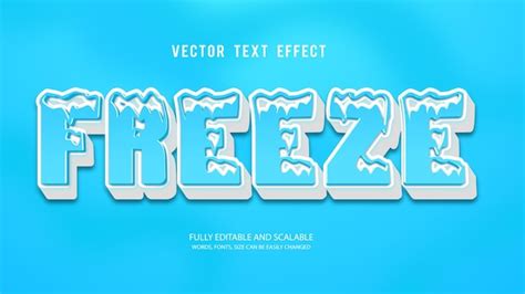 Premium Vector Freeze 3d Editable Text Effect Vector Template With