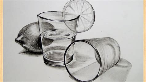 How To Draw A Glass Of Water Realistic Glass Drawing Learn To Draw Youtube