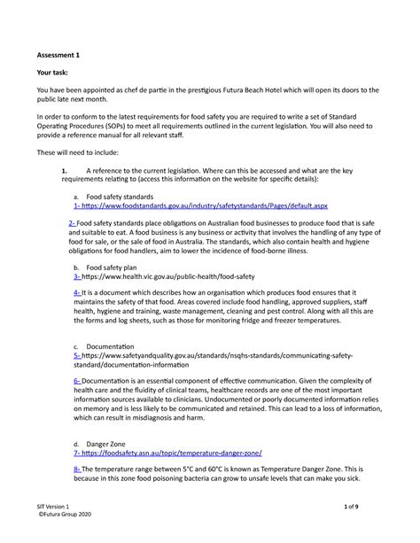 Sitxfsa Assessment Assignment Assessment Your Task