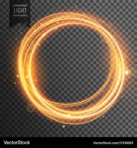 Circular Golden Light Effect Transparent Vector Image