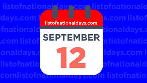 SEPTEMBER 12TH - List Of National Days