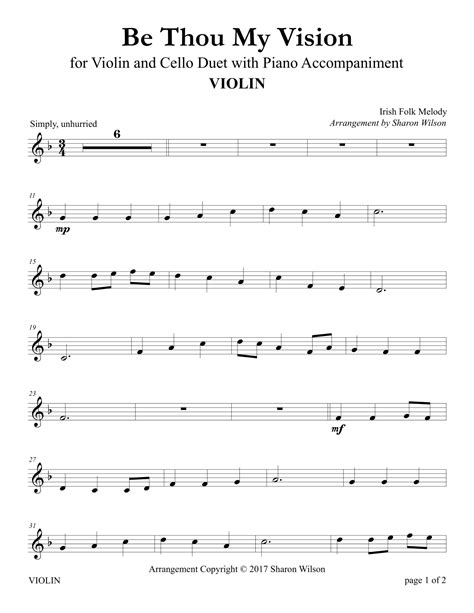 Be Thou My Vision Violin And Cello Duet With Piano Accompaniment Arr