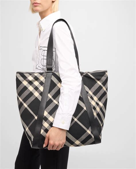 Burberry Check Canvas Shopper Tote Bag Neiman Marcus