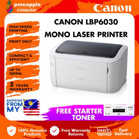 Canon Lbp6030 Mono Single Function Laser Printer Lazada