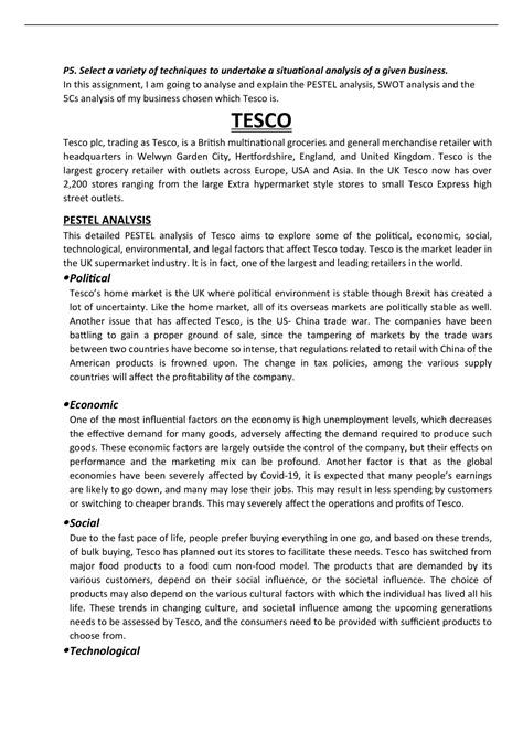 BTEC Business Level 3 Unit 1 Exploring Businesses P5 Unit 1