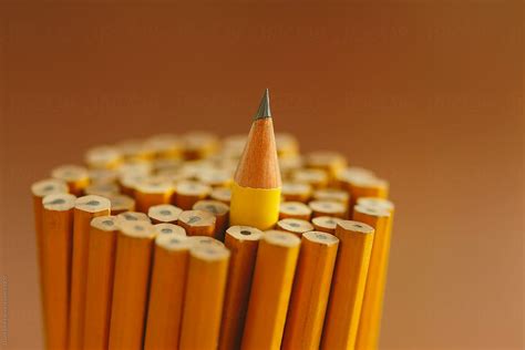 One Sharpened Pencil Stands Out From The Many Other Unsharpened By