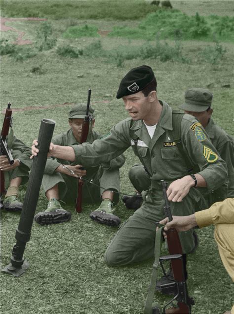 Us Adviser Training Arvn Forces In The Use Of Mortars Circa 1963