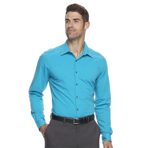 Mens Van Heusen Flex Collar Slim Fit 4 Way Stretch Dress Shirt Size