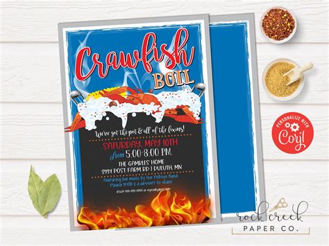 Crawfish Boil Invitation Seafood Boil Invitation Low Country Etsy