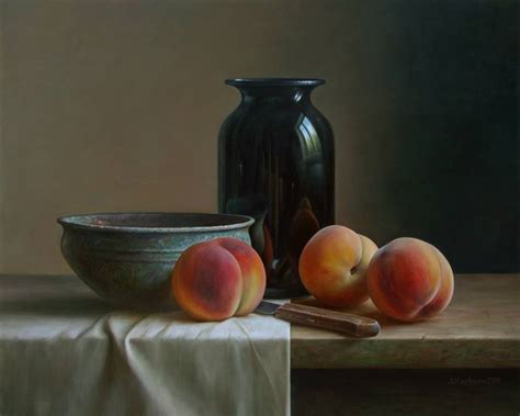 Still Life With Peaches Painting By Albert Kechyan Saatchi Art