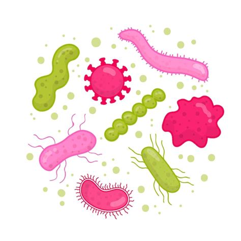 Free Vector Set Of Hand Drawn Microscopic Viruses Of Various Colour