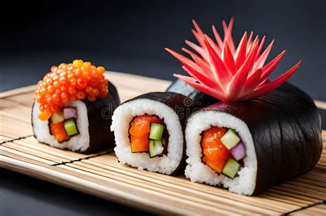 Savor The Flavors Detailed Close Up Of Freshly Made Sushi Roll In
