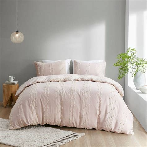 Inkivy 3pc Fullqueen Kara Cotton Jacquard Duvet Cover Set Blush