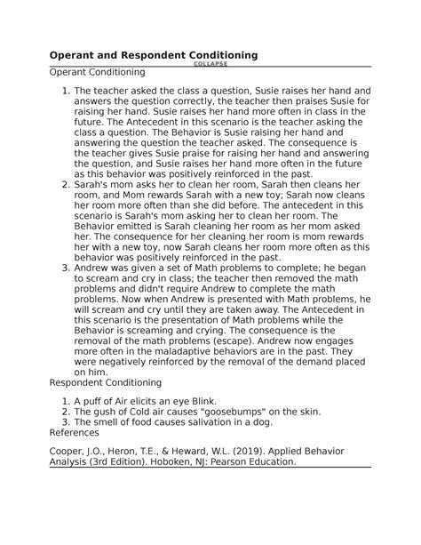 Psy Unit Discussion Operant And Respondent Conditioning