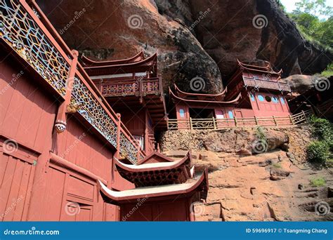 Ganlu Temple A Temple Built On Dangous Cliff In Fujian China Stock