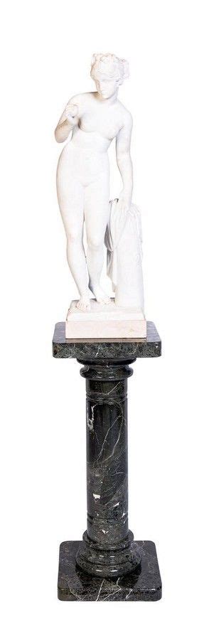 Italian Carved Nude Figure On Marble Pedestal 19th Century Figures Groups Sculpture Statuary