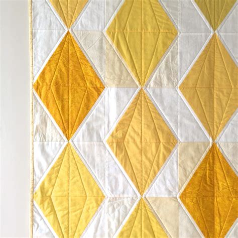 Salty Oat Modern Handmade Quilts Yellow And White Diamond Quilt