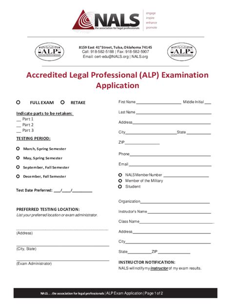 Fillable Online Accredited Legal Professional ALP Examination