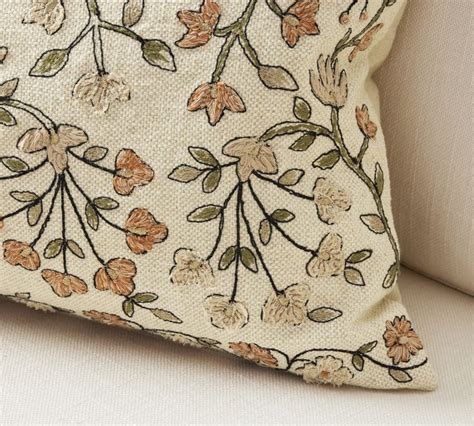 Zea Embroidered Lumbar Pillow Throw Pillows Decorative Accent Pillow