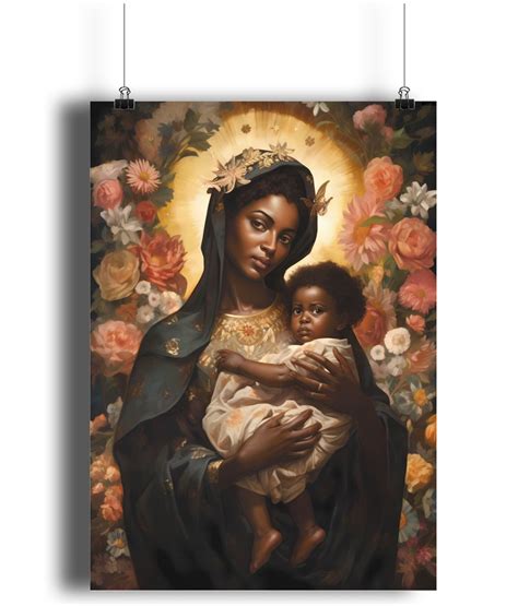 African American Virgin Mary Poster Black Virgin Mary Wall Art Black