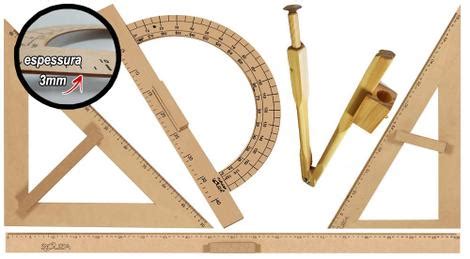 Kit Geom Trico Do Professor Mdf R Gua Metro Compasso Para